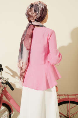 Bilek Lastikli Önü Bağlamalı Gömlek Pembe - Gömlek