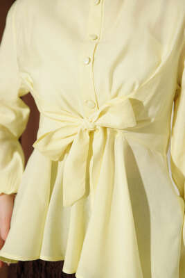 Bilek Lastikli Önü Bağlamalı Gömlek Sarı - Gömlek