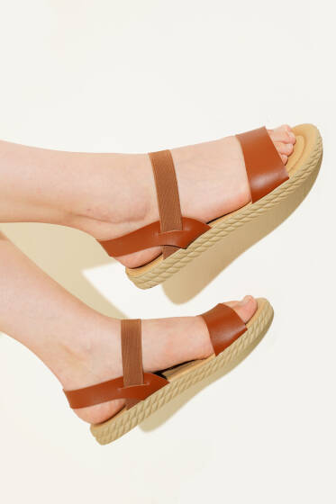 Bilek Lastikli Sandalet Taba - Sandalet