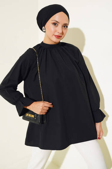 Bilek Lastikli Tunik Siyah - Tunik