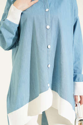 Bilek Ribanalı Düğmeli Kot Tunik Kot Mavisi - Tunik