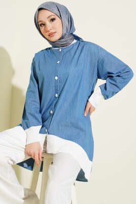 Bilek Ribanalı Düğmeli Kot Tunik Kot - POLO LIVE