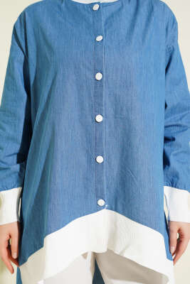 Bilek Ribanalı Düğmeli Kot Tunik Kot - Tunik