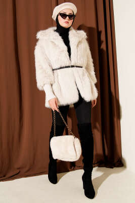 Bilek Ribanalı Kürklü Mont Taş - Mont