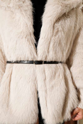 Bilek Ribanalı Kürklü Mont Taş - Mont