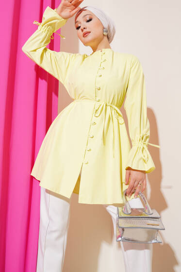 Bilek Tünelli Brit Düğmeli Gömlek Lime - Gömlek