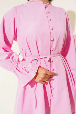 Bilek Tünelli Brit Düğmeli Gömlek Pembe - 300-500 TL Ürünler