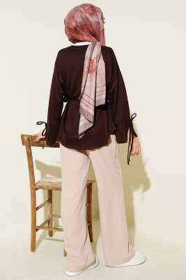 Bilek Yırtmaçlı İpli Loyşa Tunik Kahve - 300-500 TL Ürünler