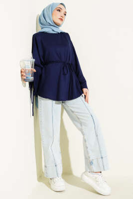 Bilek Yırtmaçlı İpli Loyşa Tunik Parlement - Tunik