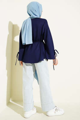 Bilek Yırtmaçlı İpli Loyşa Tunik Parlement - Tunik