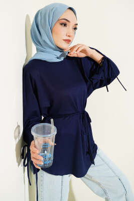 Bilek Yırtmaçlı İpli Loyşa Tunik Parlement - ELFİDA TEKSTİL