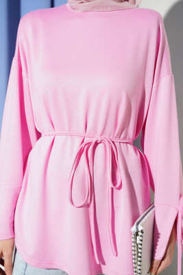 Bilek Yırtmaçlı İpli Loyşa Tunik Pembe - 300-500 TL Ürünler