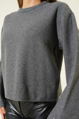 Bilek Zımbalı Bluz Füme - Kadın Giyim Modelleri