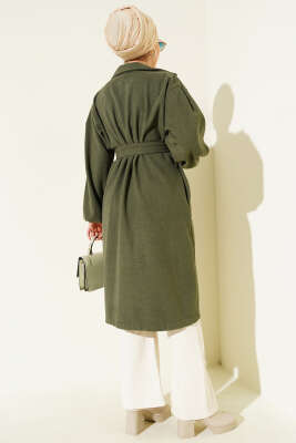 Bilekleri Lastikli Kaşe Kaban Haki - Kaban