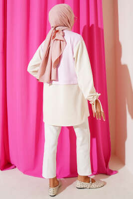 Bilekleri Tünelli Garnili Tunik Pembe - Tunik
