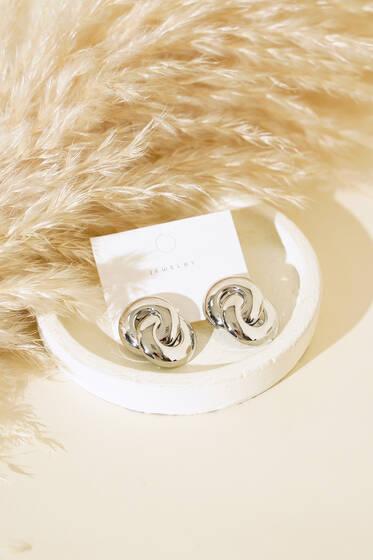 Birbirine Geçmeli Halka Küpe Gümüş - Küpe