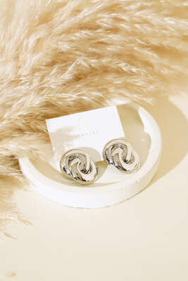 Birbirine Geçmeli Halka Küpe Gümüş 