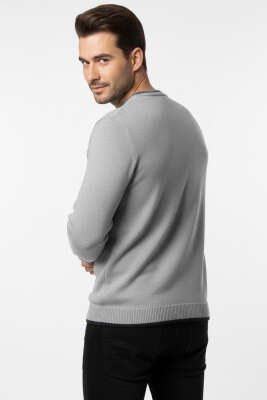 Bisiklet Yaka Armalı Erkek Sweatshirt Gri - Erkek Sweatshirt