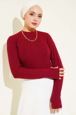 Bisiklet Yaka Basic Body Bordo - Yeni Sezon Tesettür Bluz