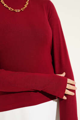 Bisiklet Yaka Basic Body Bordo - Yeni Sezon Tesettür Bluz