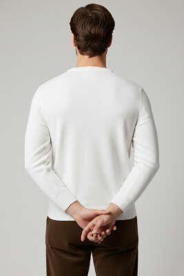 Bisiklet Yaka Basic Erkek Kazak Beyaz - Erkek Kazak