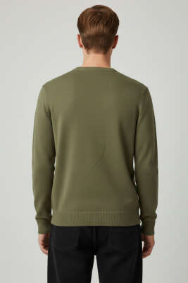 Bisiklet Yaka Basic Erkek Kazak Haki - Erkek Kazak