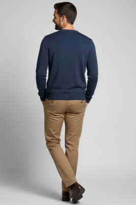 Bisiklet Yaka Basic Erkek Kazak İndigo - Erkek Kazak