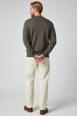 Bisiklet Yaka Basic Erkek Kazak Vizon - Erkek Kazak