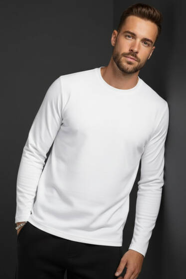 Bisiklet Yaka Basic Erkek Sweatshirt Ekru - Günün Seçilenleri