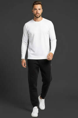 Bisiklet Yaka Basic Erkek Sweatshirt Ekru - Günün Seçilenleri