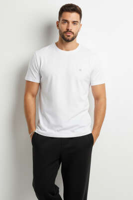 Bisiklet Yaka Basic Erkek T-shirt Beyaz 