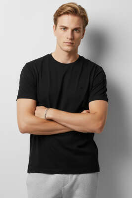 Bisiklet Yaka Basic Erkek T-shirt Siyah - MARKOVA