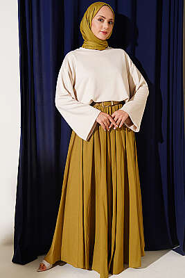 Bisiklet Yaka Basic Loyşa Tunik Bej - Tunik