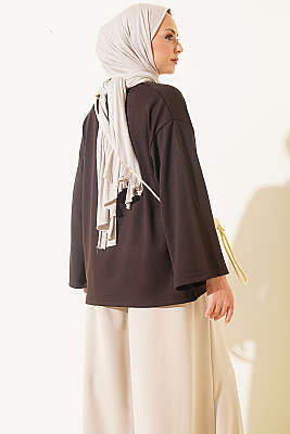 Bisiklet Yaka Basic Loyşa Tunik Kahve - Tunik