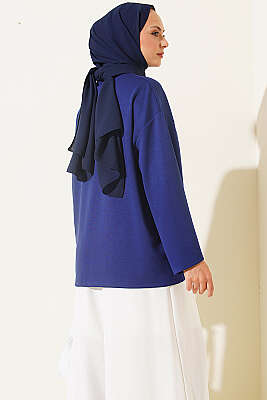Bisiklet Yaka Basic Loyşa Tunik Lacivert - Tunik