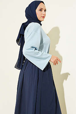 Bisiklet Yaka Basic Loyşa Tunik Mavi - Tunik
