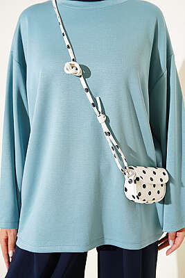 Bisiklet Yaka Basic Loyşa Tunik Petrol - Tunik