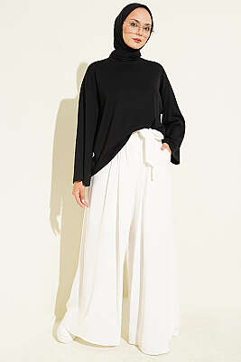 Bisiklet Yaka Basic Loyşa Tunik Siyah - Tunik