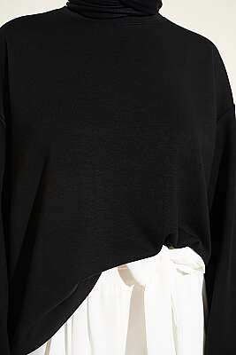 Bisiklet Yaka Basic Loyşa Tunik Siyah - Tunik