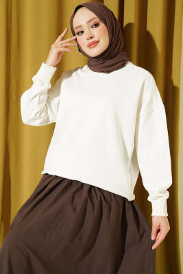 Bisiklet Yaka Basic Tunik Beyaz - DESTİNA