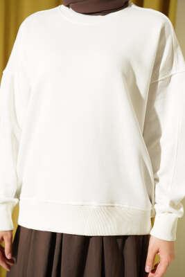 Bisiklet Yaka Basic Tunik Beyaz - Tunik