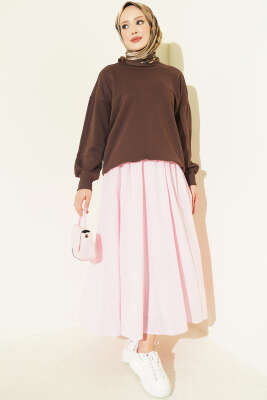 Bisiklet Yaka Basic Tunik Kahve - Tunik