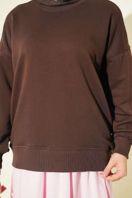 Bisiklet Yaka Basic Tunik Kahve - Tunik