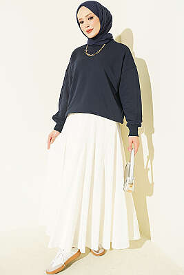 Bisiklet Yaka Basic Tunik Lacivert - Tunik