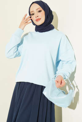 Bisiklet Yaka Basic Tunik Mavi - DESTİNA