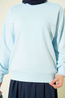Bisiklet Yaka Basic Tunik Mavi - Tunik