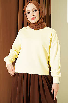 Bisiklet Yaka Basic Tunik Sarı - DESTİNA