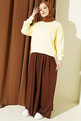 Bisiklet Yaka Basic Tunik Sarı - Tunik