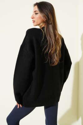 Bisiklet Yaka Basic Yumoş Kazak Siyah - Kadın Giyim Modelleri