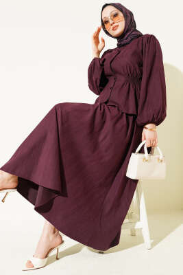 Bisiklet Yaka Bel Lastikli Takım Mürdüm - DUFON